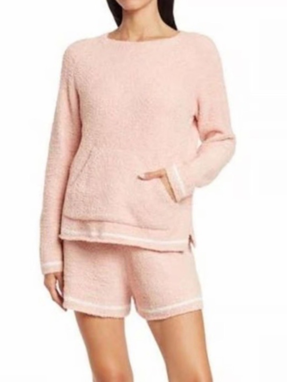 BAREFOOT DREAMS WOMENS COZYCHIC PINK LOUNGE SET PAJAMAS TOP SHORTS MEDIUM